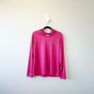 Columbia Women’s PFG Tidal Hoodie Omni-Shade Long Sleeve Shirt Pink UPF Medium